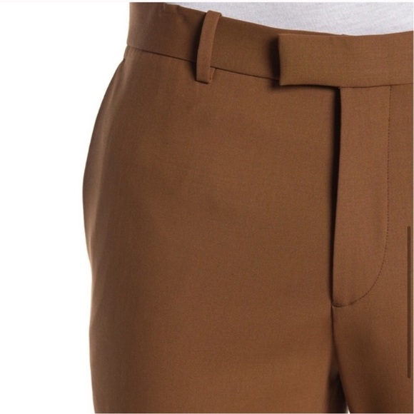 THEORY Flat Front Wool Blend brown Pants - Picture 1 of 5
